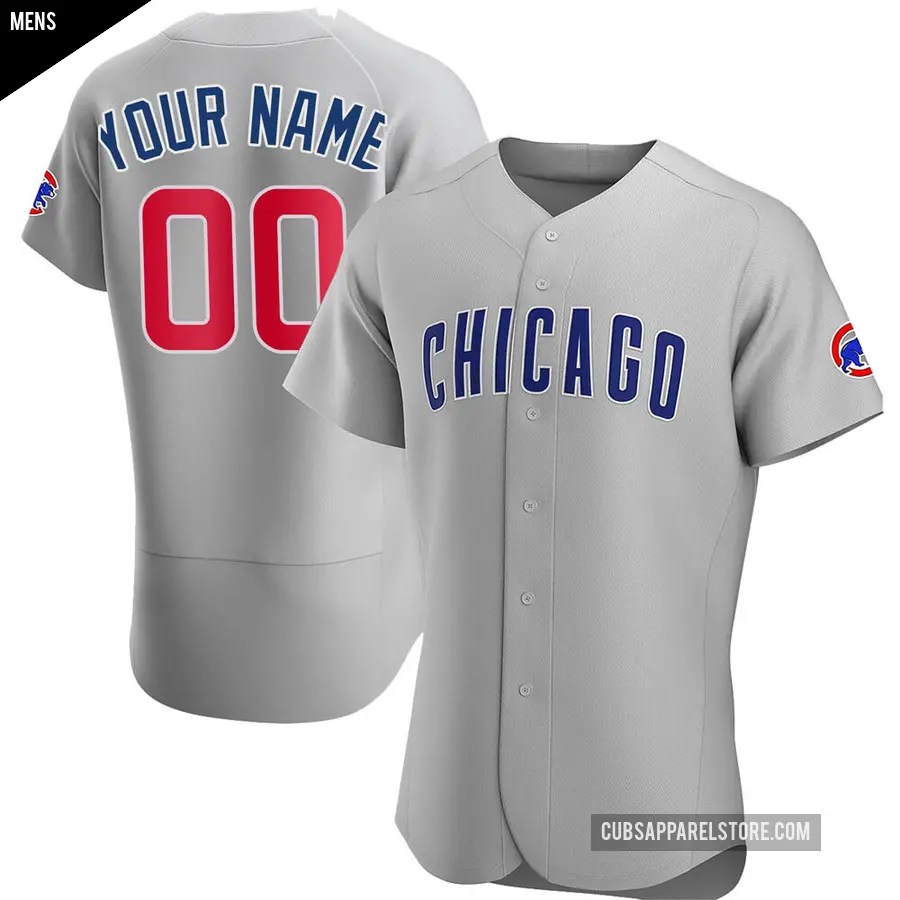 Men's Chicago Cubs ＃00 Custom Authentic Gray Road Jersey