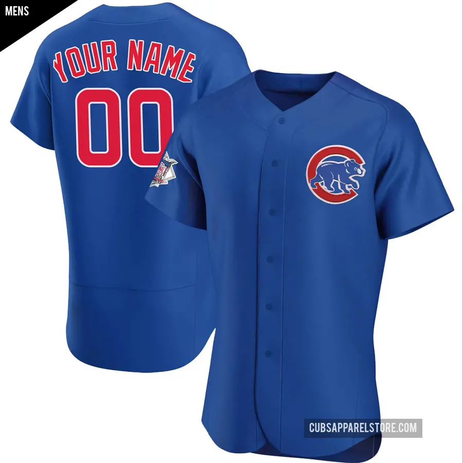 Men's Chicago Cubs ＃00 Custom Authentic Royal Alternate Jersey