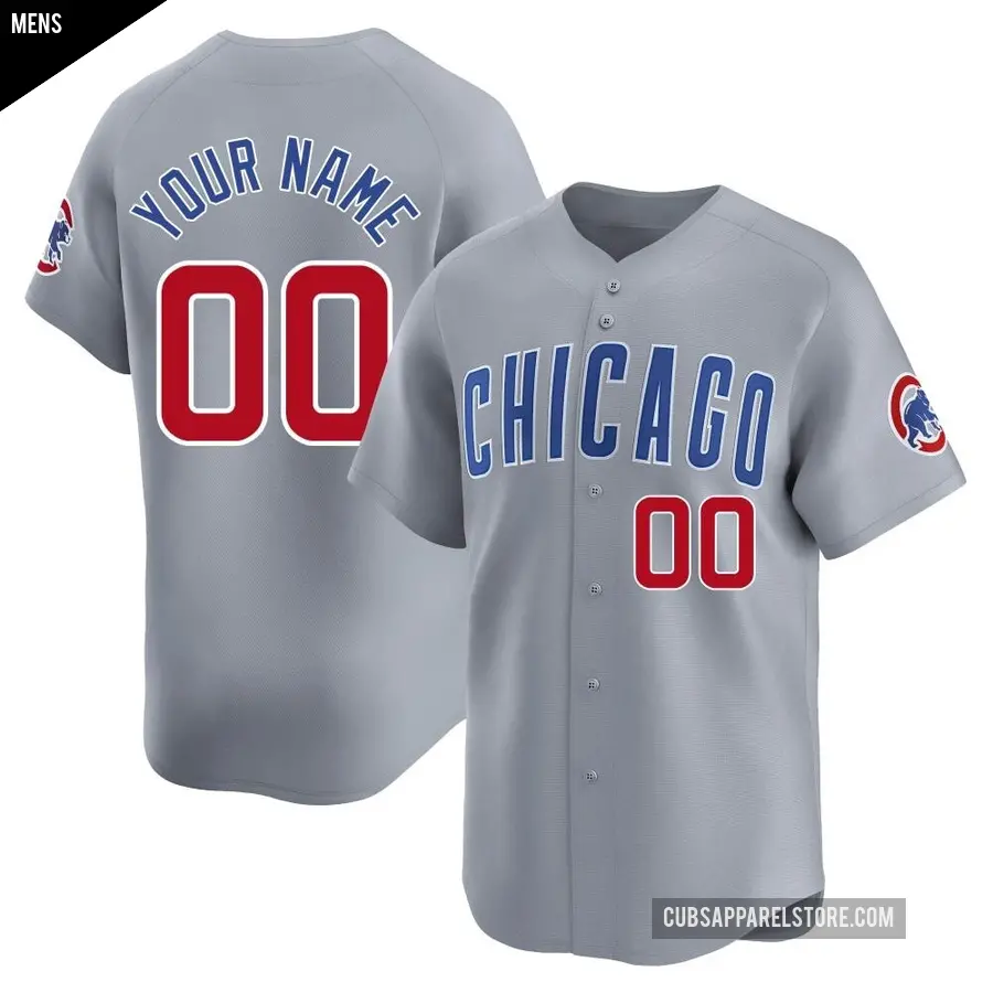 Men's Chicago Cubs ＃00 Custom Limited Gray Road Jersey