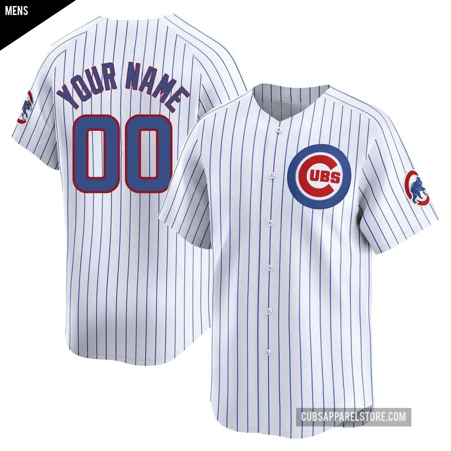 Men's Chicago Cubs ＃00 Custom Limited White Home Jersey