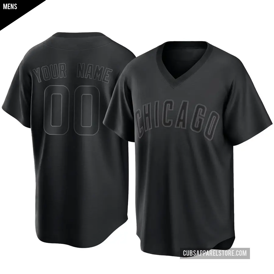 Men's Chicago Cubs ＃00 Custom Replica Black Pitch Fashion Jersey