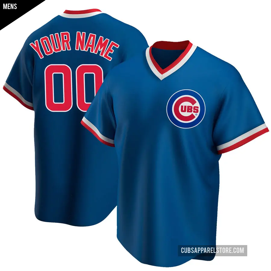 Men's Chicago Cubs ＃00 Custom Replica Royal Road Cooperstown Collection Jersey