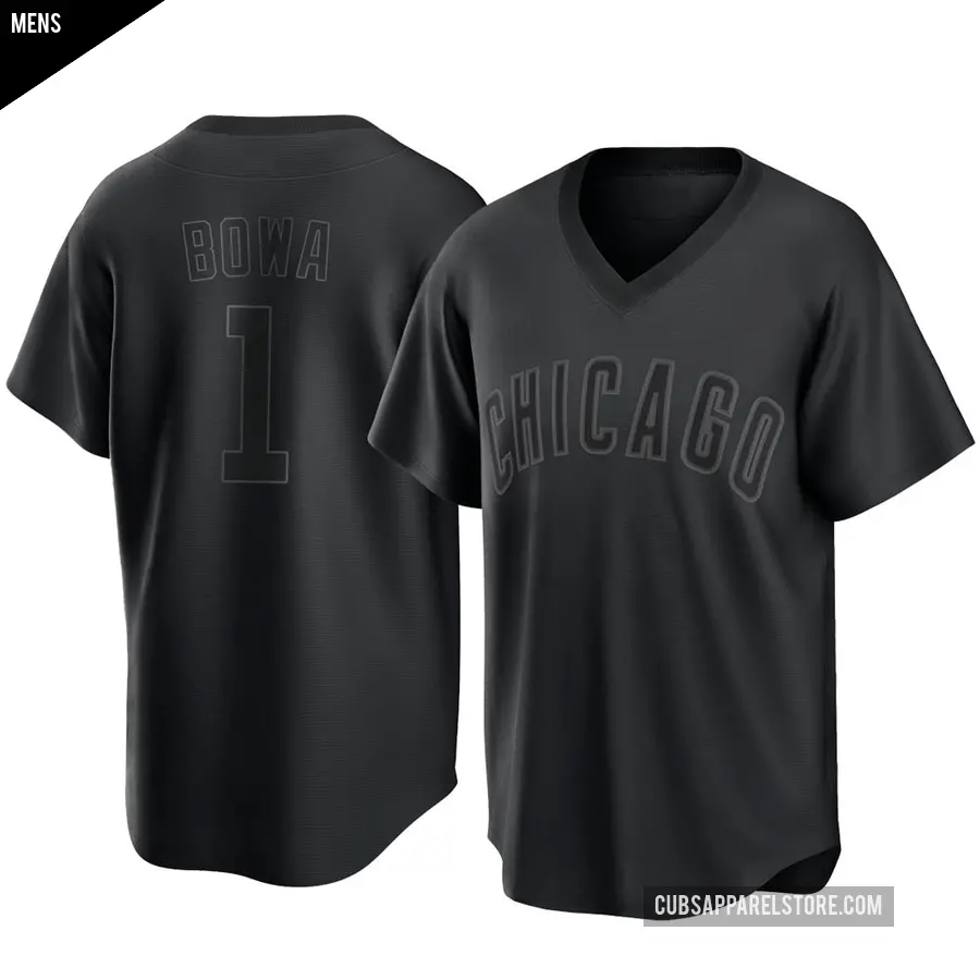 Men's Chicago Cubs ＃1 Larry Bowa Replica Black Pitch Fashion Jersey