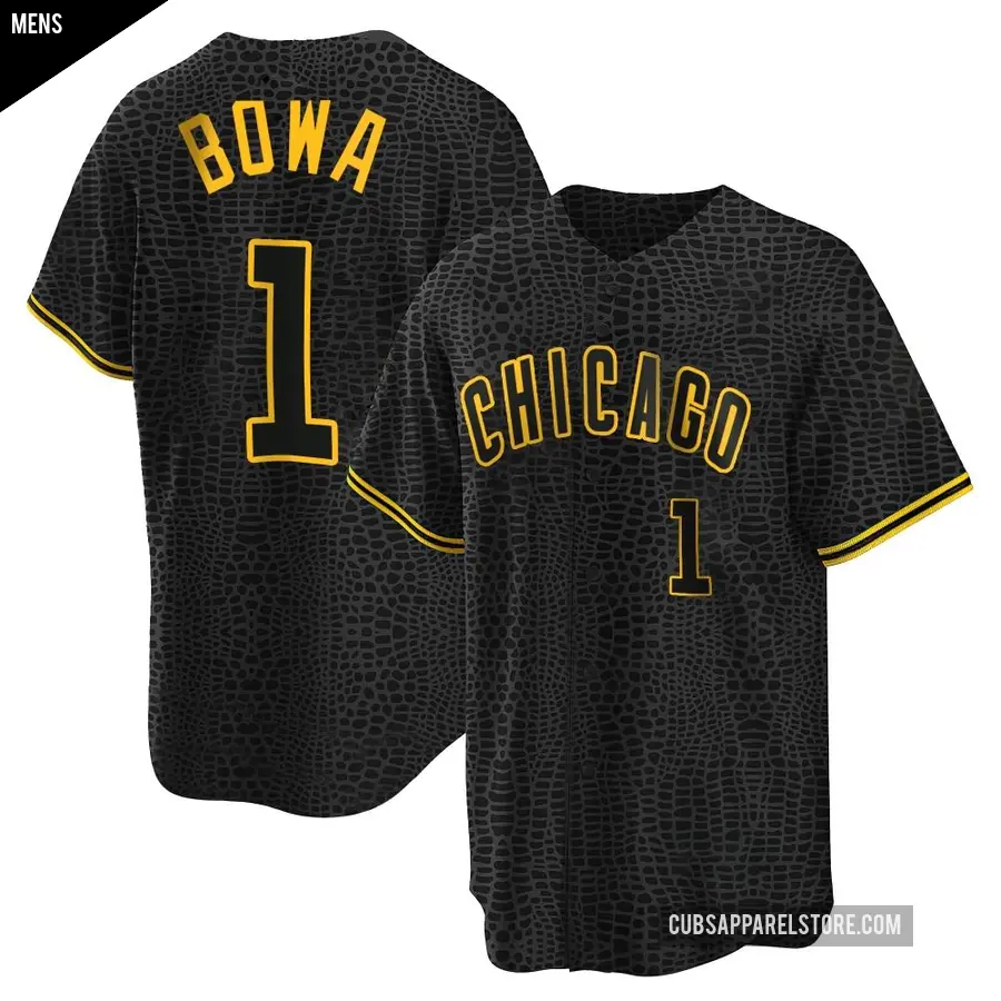 Men's Chicago Cubs ＃1 Larry Bowa Replica Black Snake Skin City Jersey