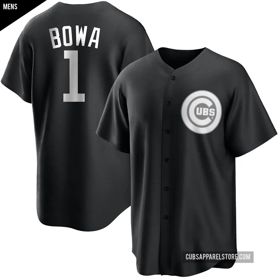 Men's Chicago Cubs ＃1 Larry Bowa Replica Black/White Jersey