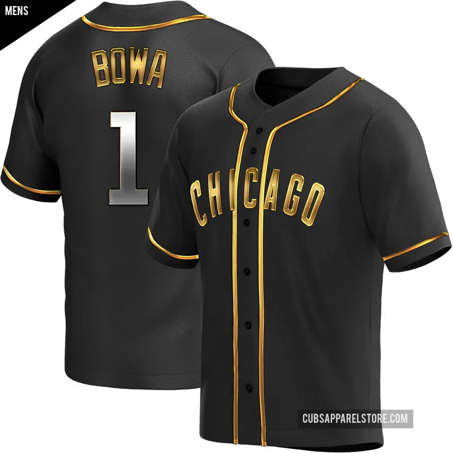 Men's Chicago Cubs ＃1 Larry Bowa Replica Gold Black en Alternate Jersey