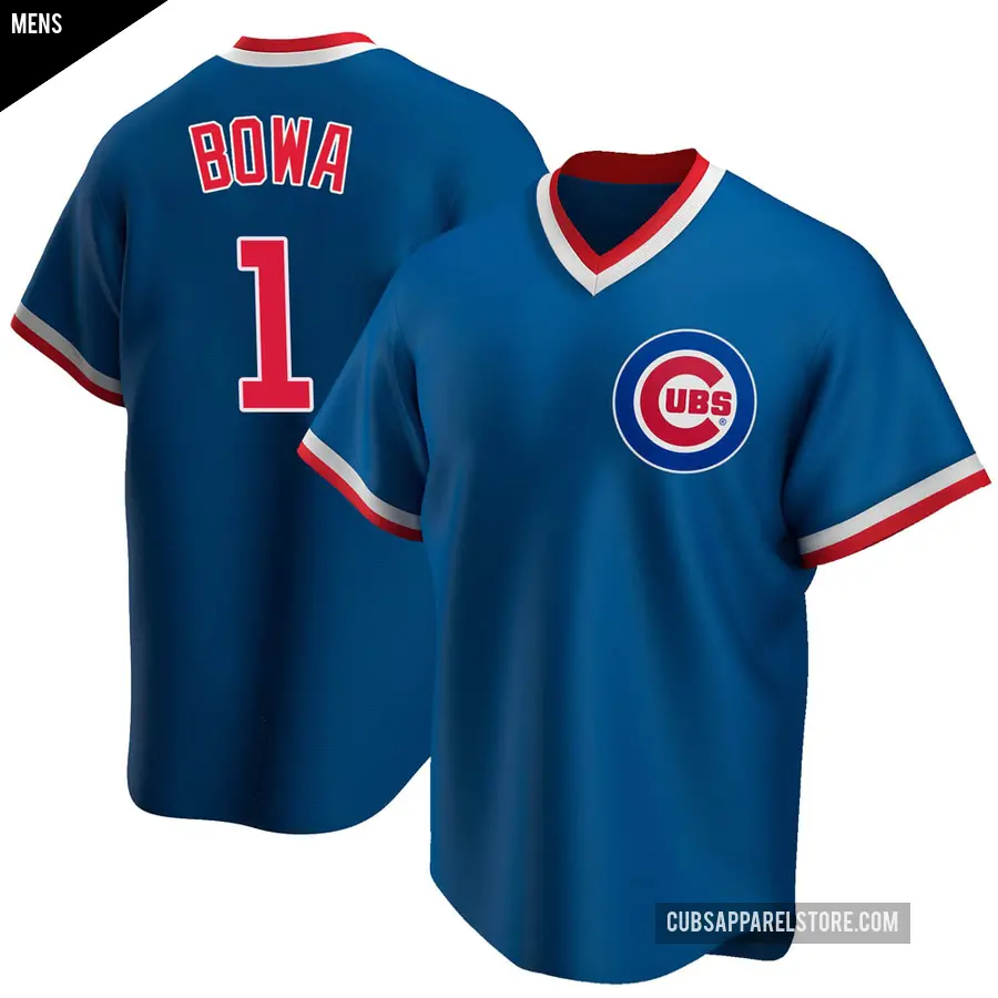 Men's Chicago Cubs ＃1 Larry Bowa Replica Royal Road Cooperstown Collection Jersey