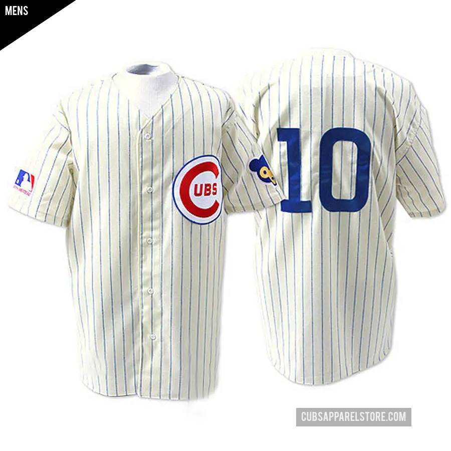 Men's Chicago Cubs ＃10 Ron Santo Authentic Cream 1969 Throwback Jersey