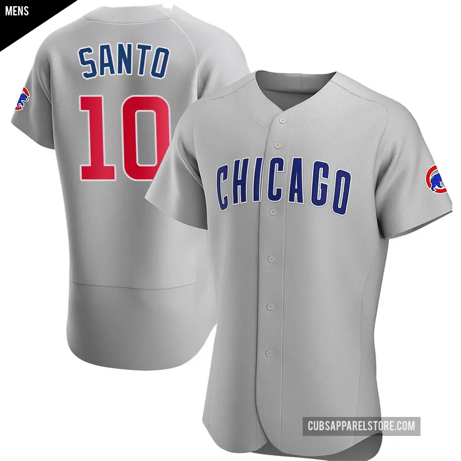 Men's Chicago Cubs ＃10 Ron Santo Authentic Gray Road Jersey