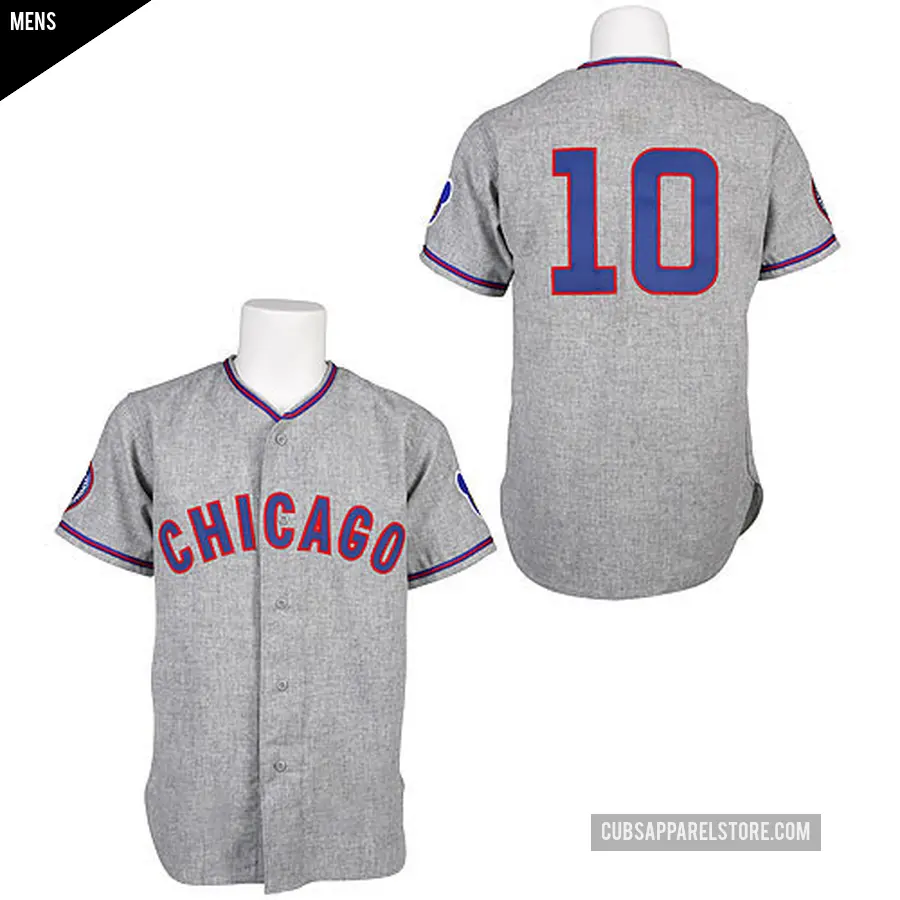 Men's Chicago Cubs ＃10 Ron Santo Authentic Grey 1968 Throwback Jersey