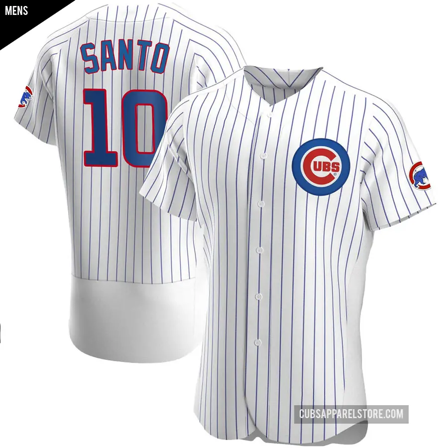 Men's Chicago Cubs ＃10 Ron Santo Authentic White Home Jersey