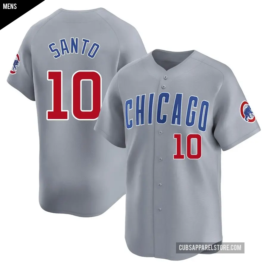 Men's Chicago Cubs ＃10 Ron Santo Limited Gray Road Jersey