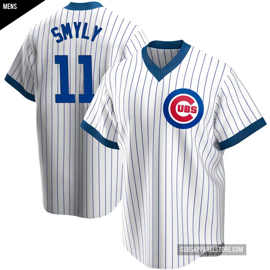 Men's Chicago Cubs ＃11 Drew Smyly Replica White Home Cooperstown Collection Jersey