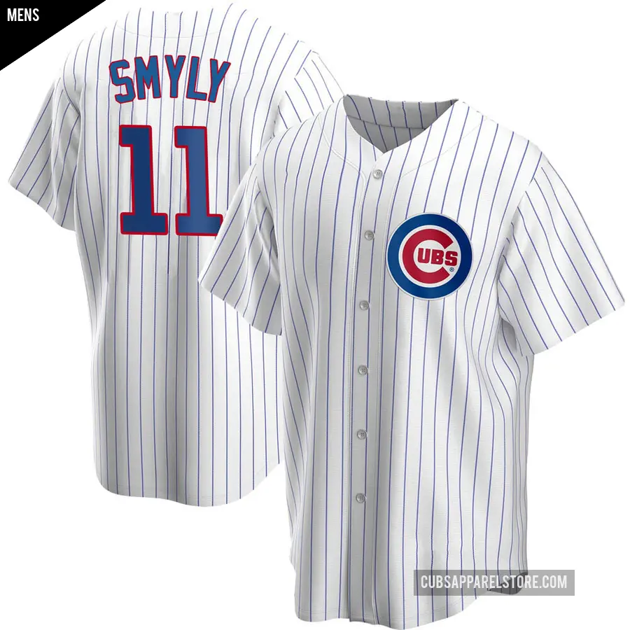 Men's Chicago Cubs ＃11 Drew Smyly Replica White Home Jersey