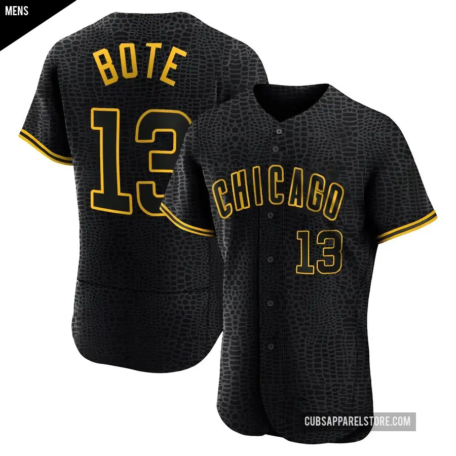 Men's Chicago Cubs ＃13 David Bote Authentic Black Snake Skin City Jersey