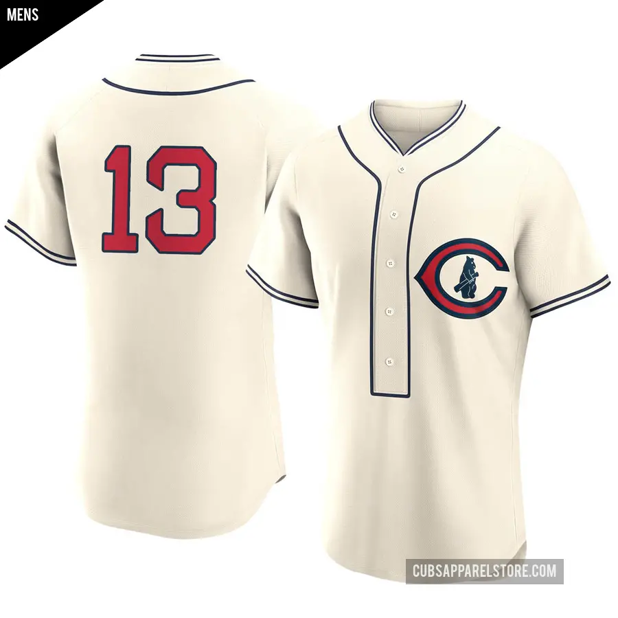 Men's Chicago Cubs ＃13 David Bote Authentic Cream 2022 Field Of Dreams Jersey