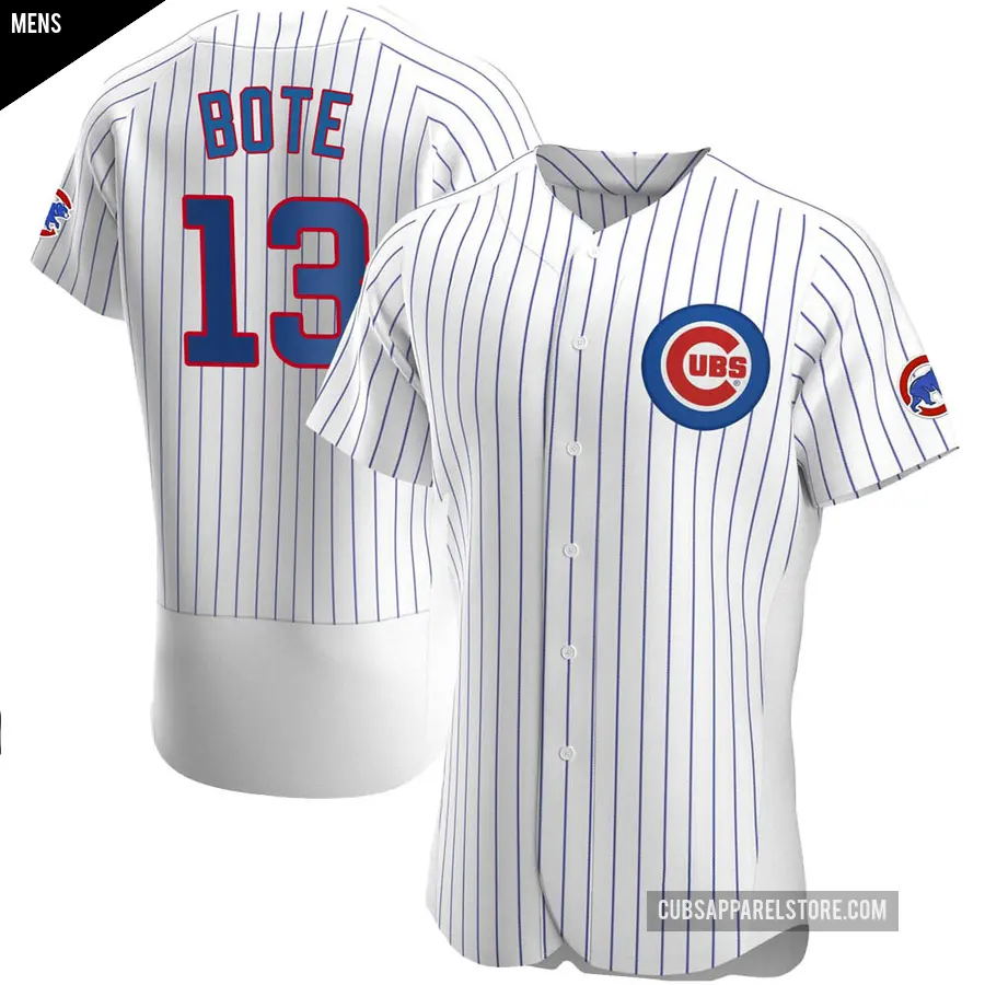 Men's Chicago Cubs ＃13 David Bote Authentic White Home Jersey