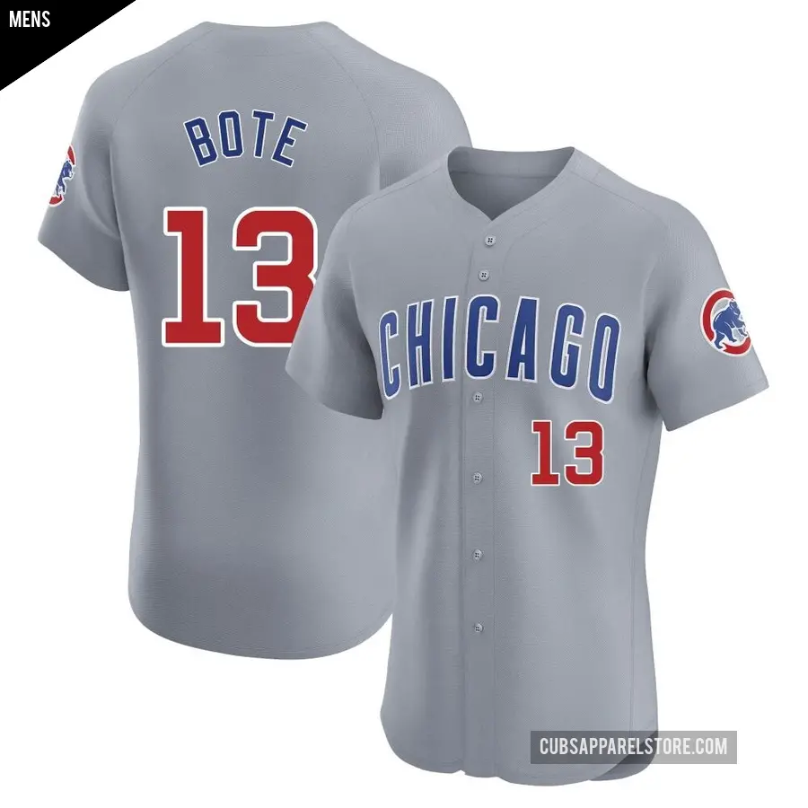 Men's Chicago Cubs ＃13 David Bote Elite Gray Road Jersey