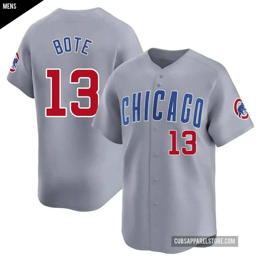 Men's Chicago Cubs ＃13 David Bote Limited Gray Road Jersey