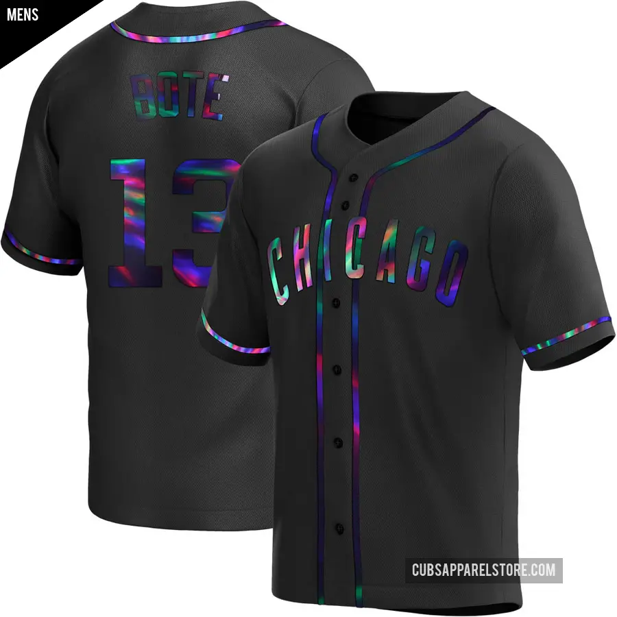 Men's Chicago Cubs ＃13 David Bote Replica Black Holographic Alternate Jersey