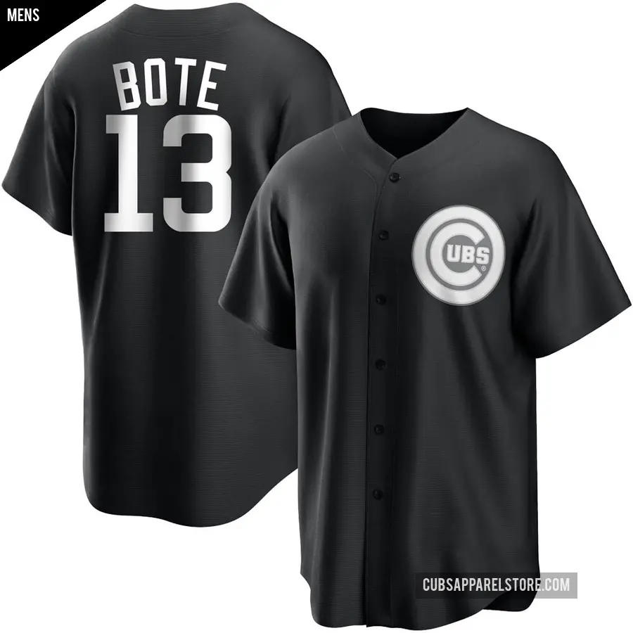 Men's Chicago Cubs ＃13 David Bote Replica Black/White Jersey