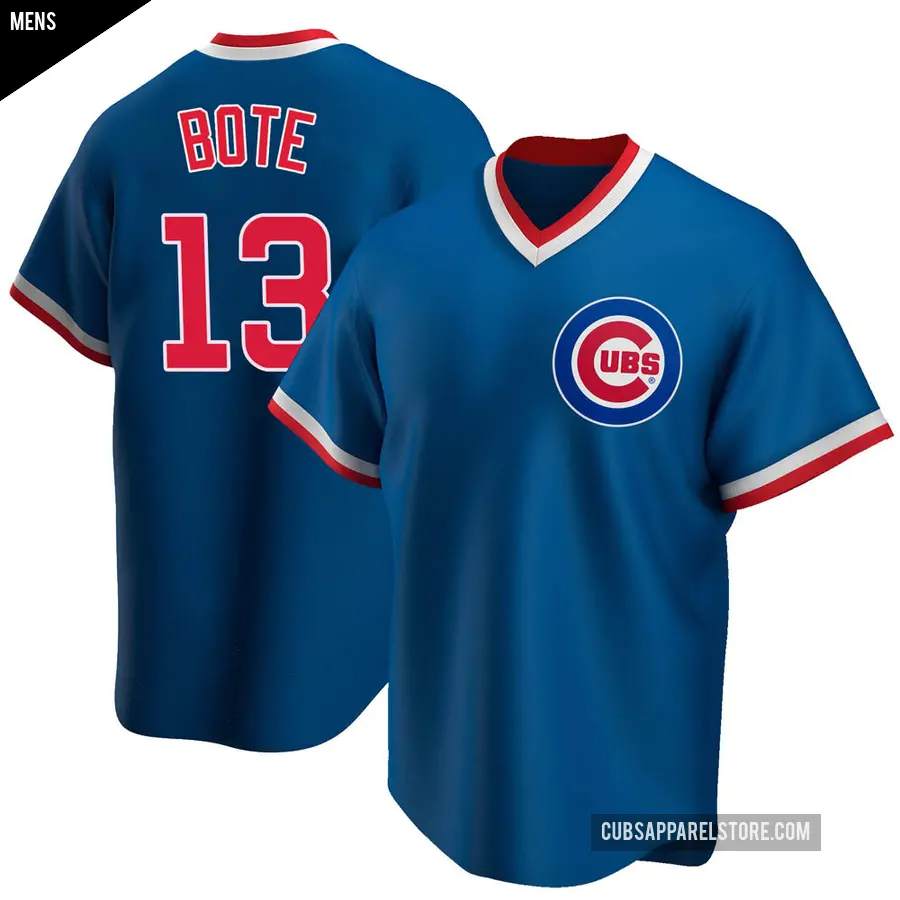 Men's Chicago Cubs ＃13 David Bote Replica Royal Road Cooperstown Collection Jersey