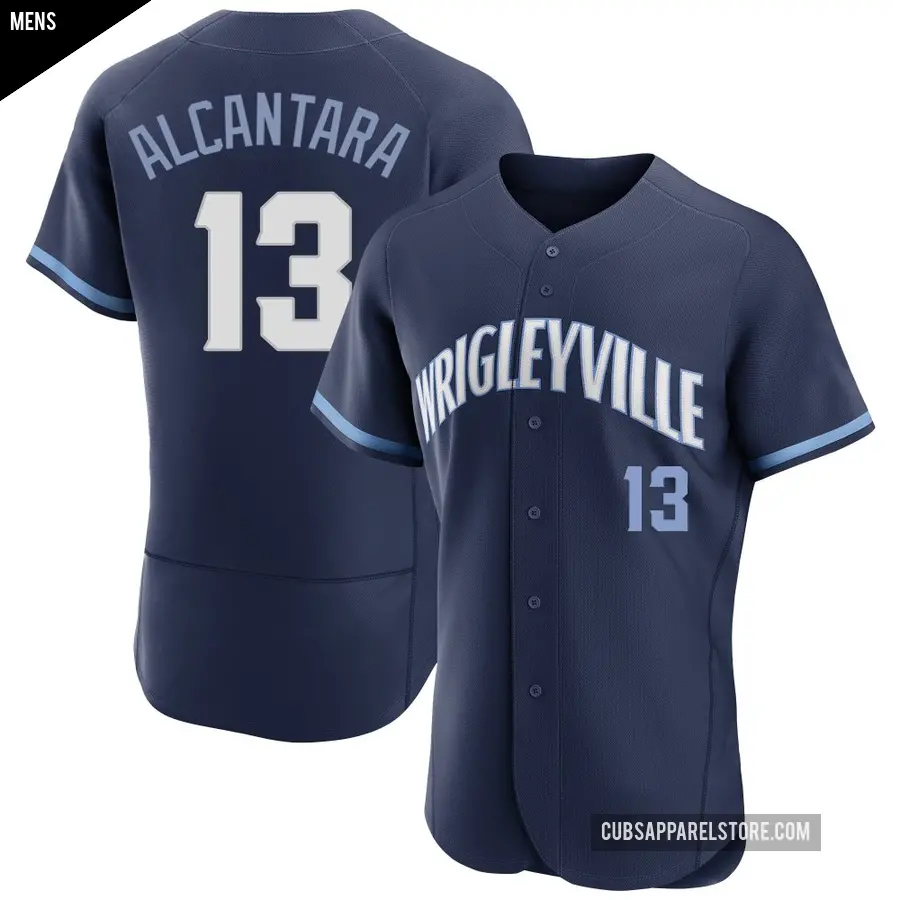 Men's Chicago Cubs ＃13 Kevin Alcantara Authentic Navy 2021 City Connect Jersey