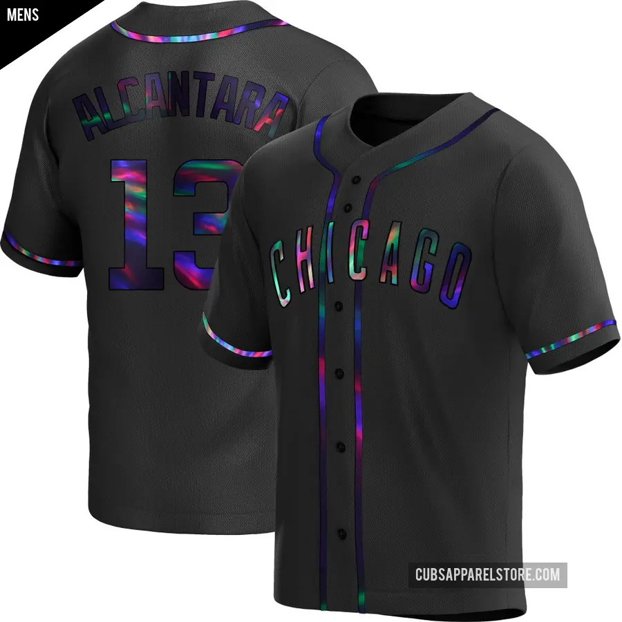 Men's Chicago Cubs ＃13 Kevin Alcantara Replica Black Holographic Alternate Jersey