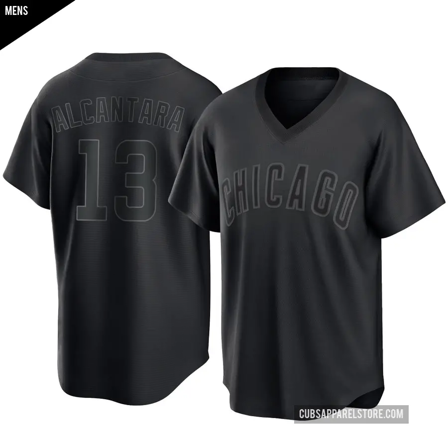 Men's Chicago Cubs ＃13 Kevin Alcantara Replica Black Pitch Fashion Jersey