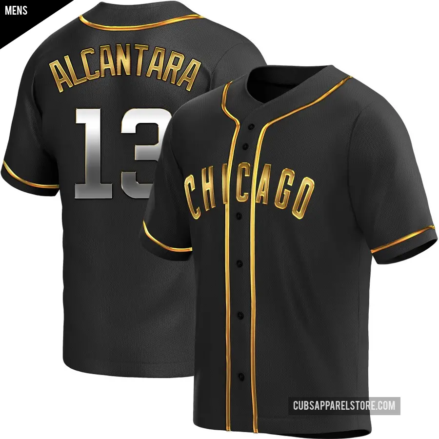 Men's Chicago Cubs ＃13 Kevin Alcantara Replica Gold Black en Alternate Jersey