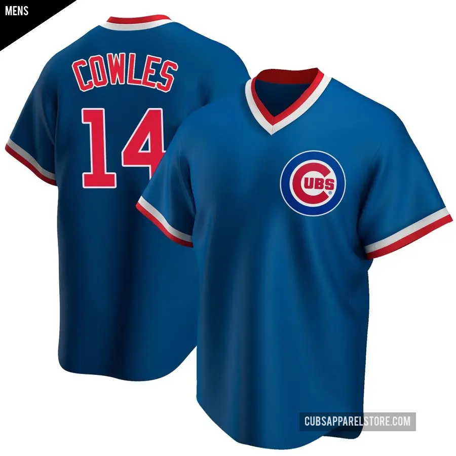 Men's Chicago Cubs ＃14 Benjamin Cowles Replica Royal Road Cooperstown Collection Jersey