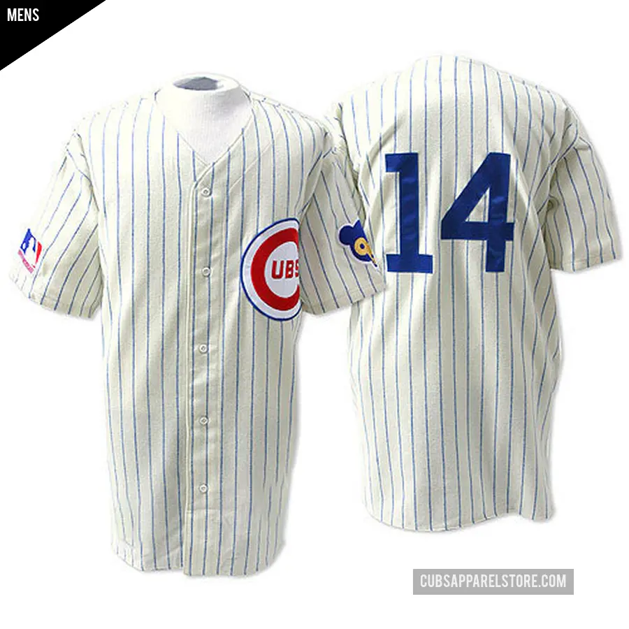 Men's Chicago Cubs ＃14 Ernie Banks Authentic Cream 1969 Throwback Jersey