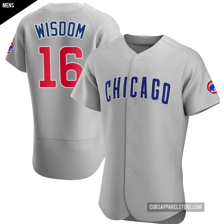 Men's Chicago Cubs ＃16 Patrick Wisdom Authentic Gray Road Jersey