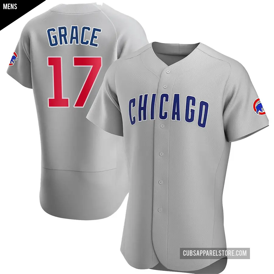 Men's Chicago Cubs ＃17 Mark Grace Authentic Gray Road Jersey