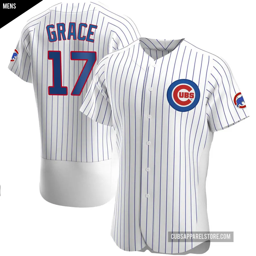 Men's Chicago Cubs ＃17 Mark Grace Authentic White Home Jersey