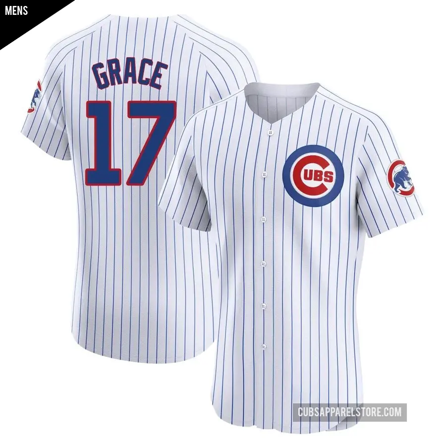 Men's Chicago Cubs ＃17 Mark Grace Elite White Home Jersey