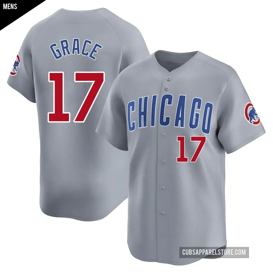 Men's Chicago Cubs ＃17 Mark Grace Limited Gray Road Jersey