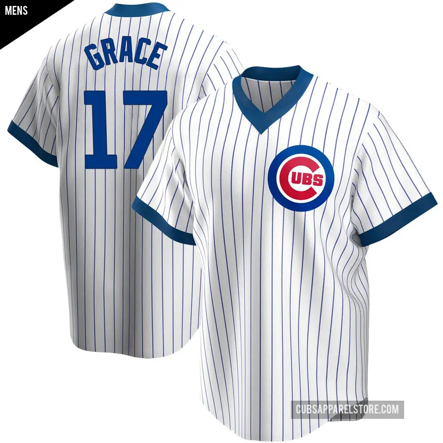 Men's Chicago Cubs ＃17 Mark Grace Replica White Home Cooperstown Collection Jersey