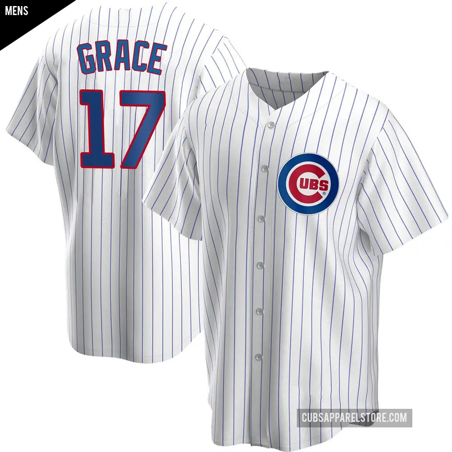 Men's Chicago Cubs ＃17 Mark Grace Replica White Home Jersey