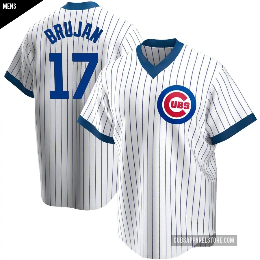 Men's Chicago Cubs ＃17 Vidal Brujan Replica White Home Cooperstown Collection Jersey