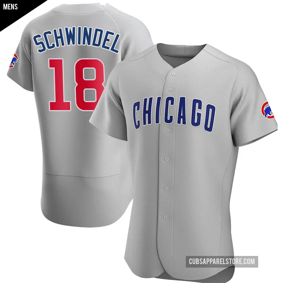 Men's Chicago Cubs ＃18 Frank Schwindel Authentic Gray Road Jersey