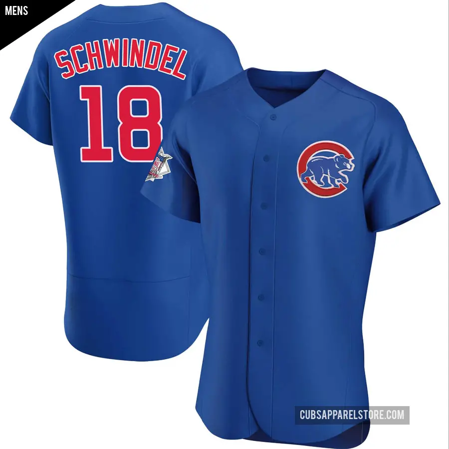 Men's Chicago Cubs ＃18 Frank Schwindel Authentic Royal Alternate Jersey