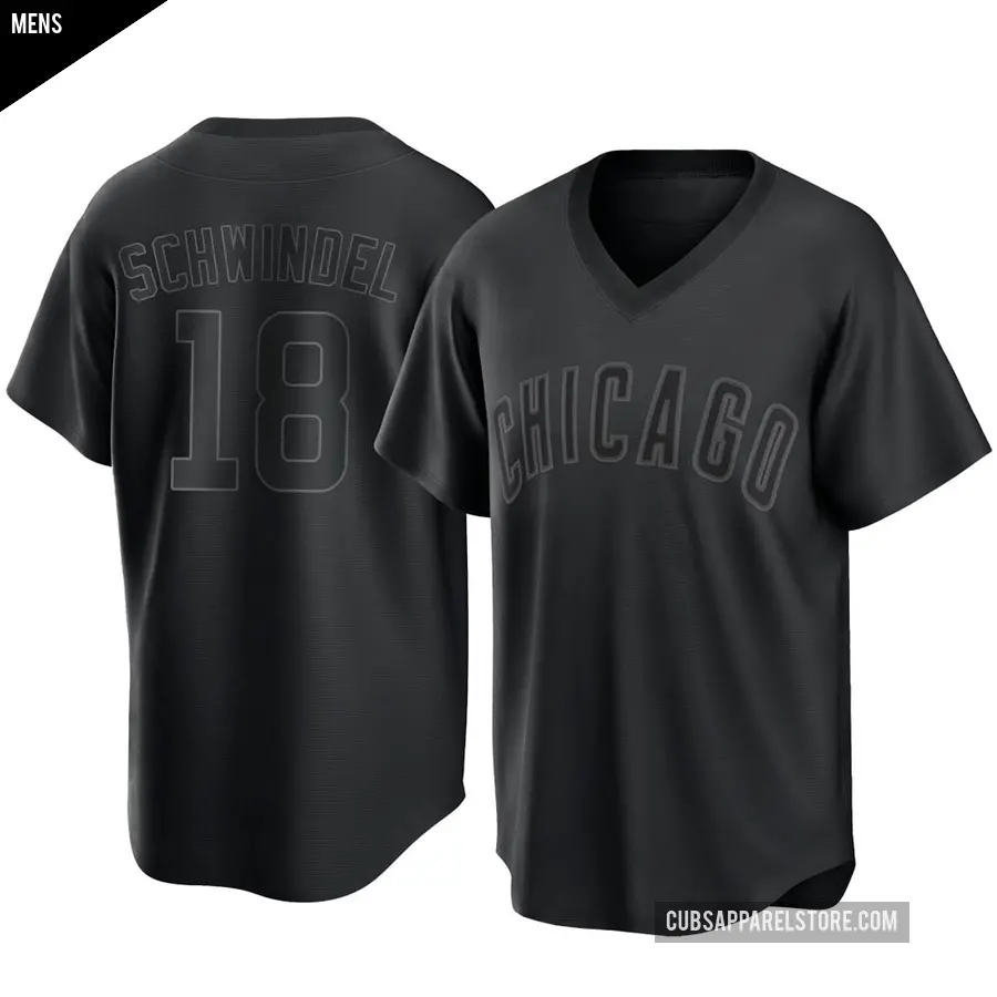 Men's Chicago Cubs ＃18 Frank Schwindel Replica Black Pitch Fashion Jersey