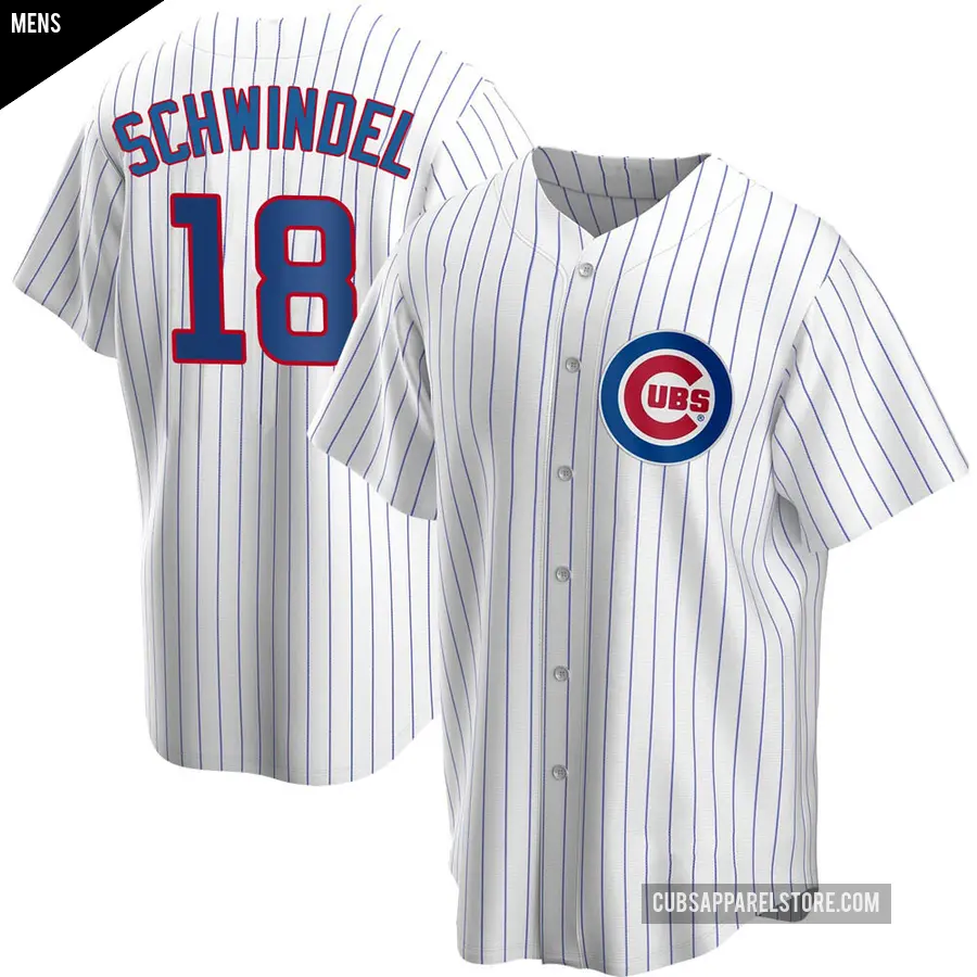 Men's Chicago Cubs ＃18 Frank Schwindel Replica White Home Jersey