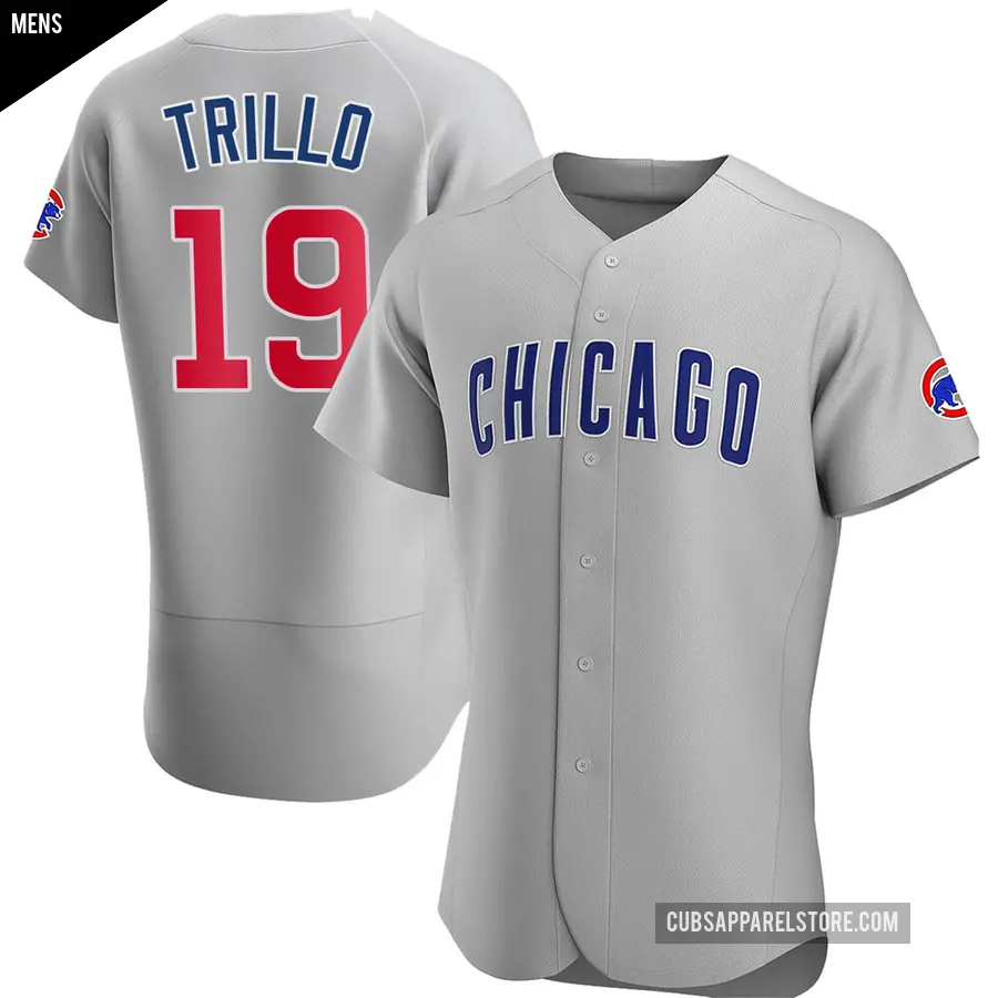 Men's Chicago Cubs ＃19 Manny Trillo Authentic Gray Road Jersey