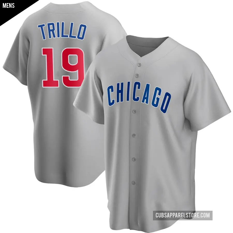 Men's Chicago Cubs ＃19 Manny Trillo Replica Gray Road Jersey