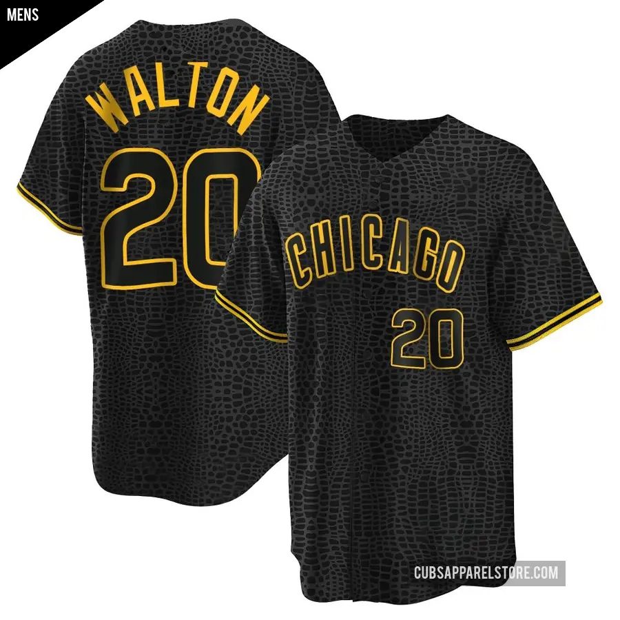 Men's Chicago Cubs ＃20 Jerome Walton Replica Black Snake Skin City Jersey