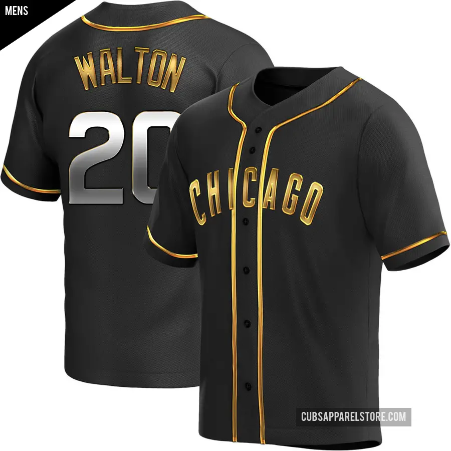 Men's Chicago Cubs ＃20 Jerome Walton Replica Gold Black en Alternate Jersey