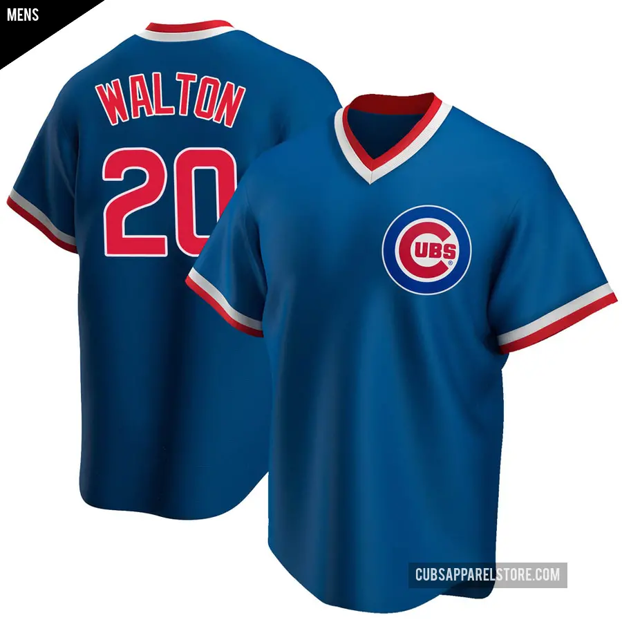 Men's Chicago Cubs ＃20 Jerome Walton Replica Royal Road Cooperstown Collection Jersey