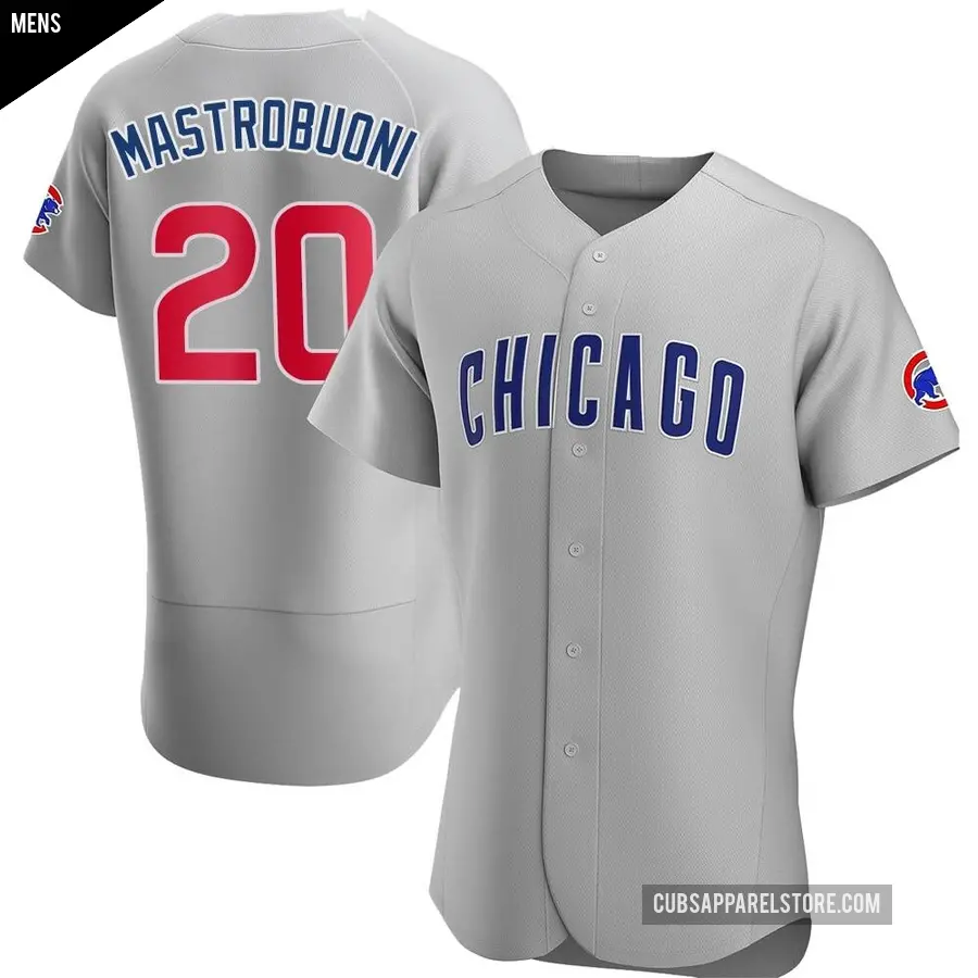 Men's Chicago Cubs ＃20 Miles Mastrobuoni Authentic Gray Road Jersey